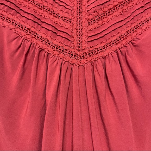 Torrid Eyelet Pintuck Detail Top Plus SZ 5X Burnt Orange Feminine Boho Festival - Picture 6 of 16